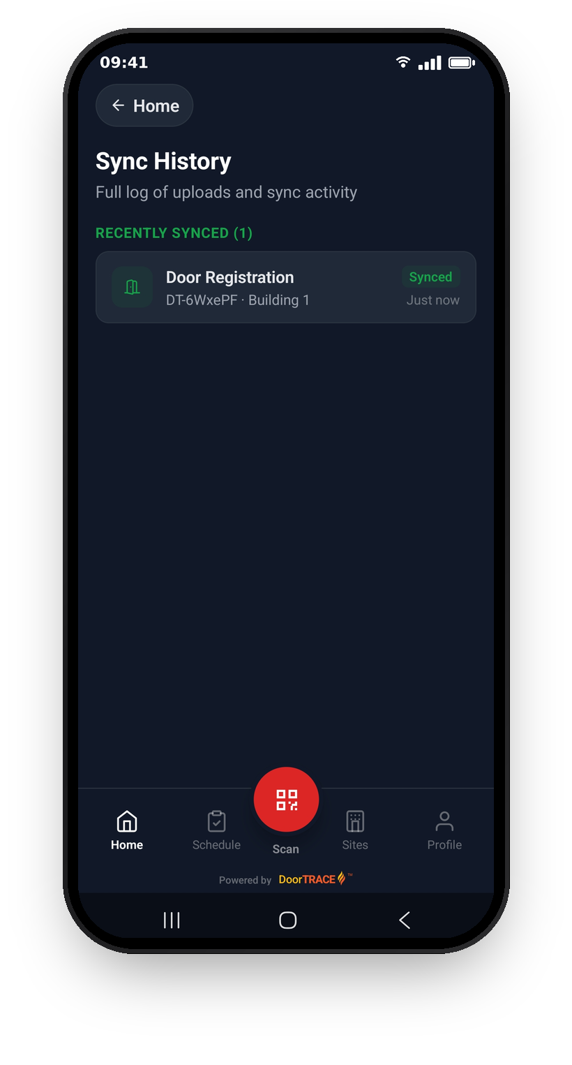 The Sync History page