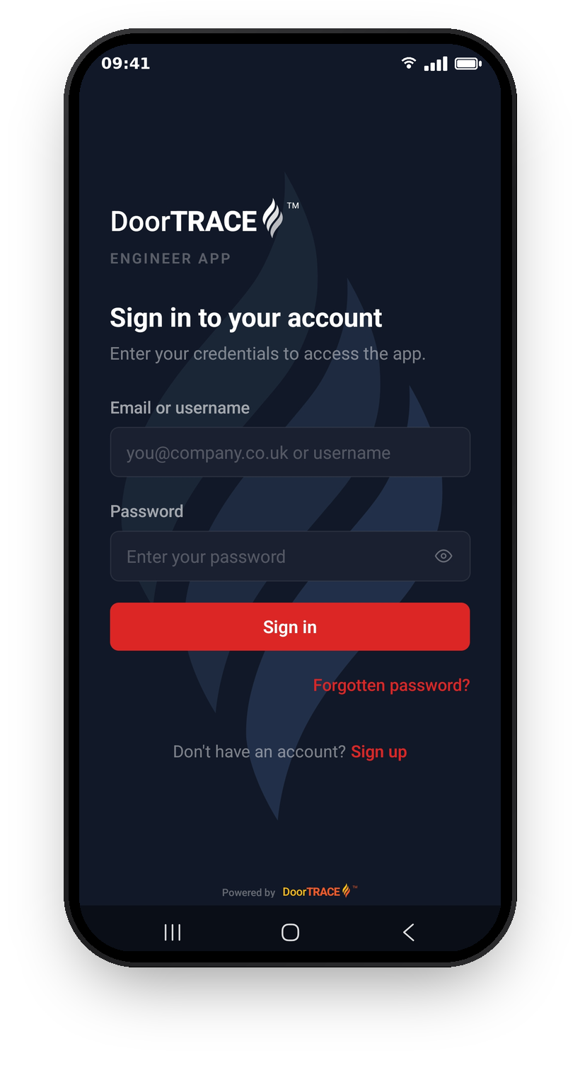 The sign-in screen