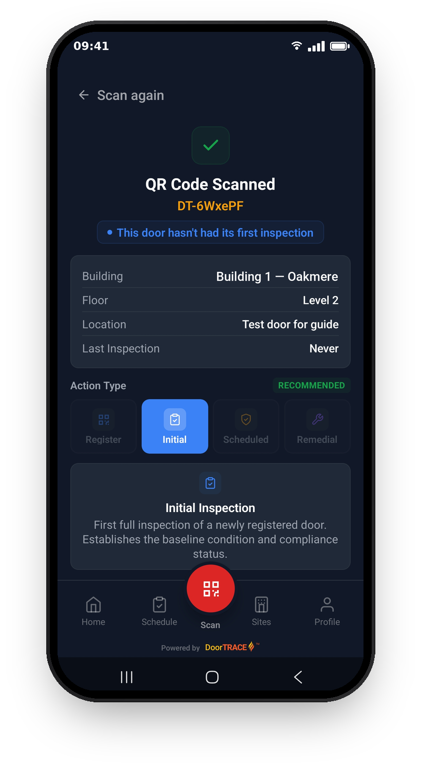 The confirm screen with Initial preselected