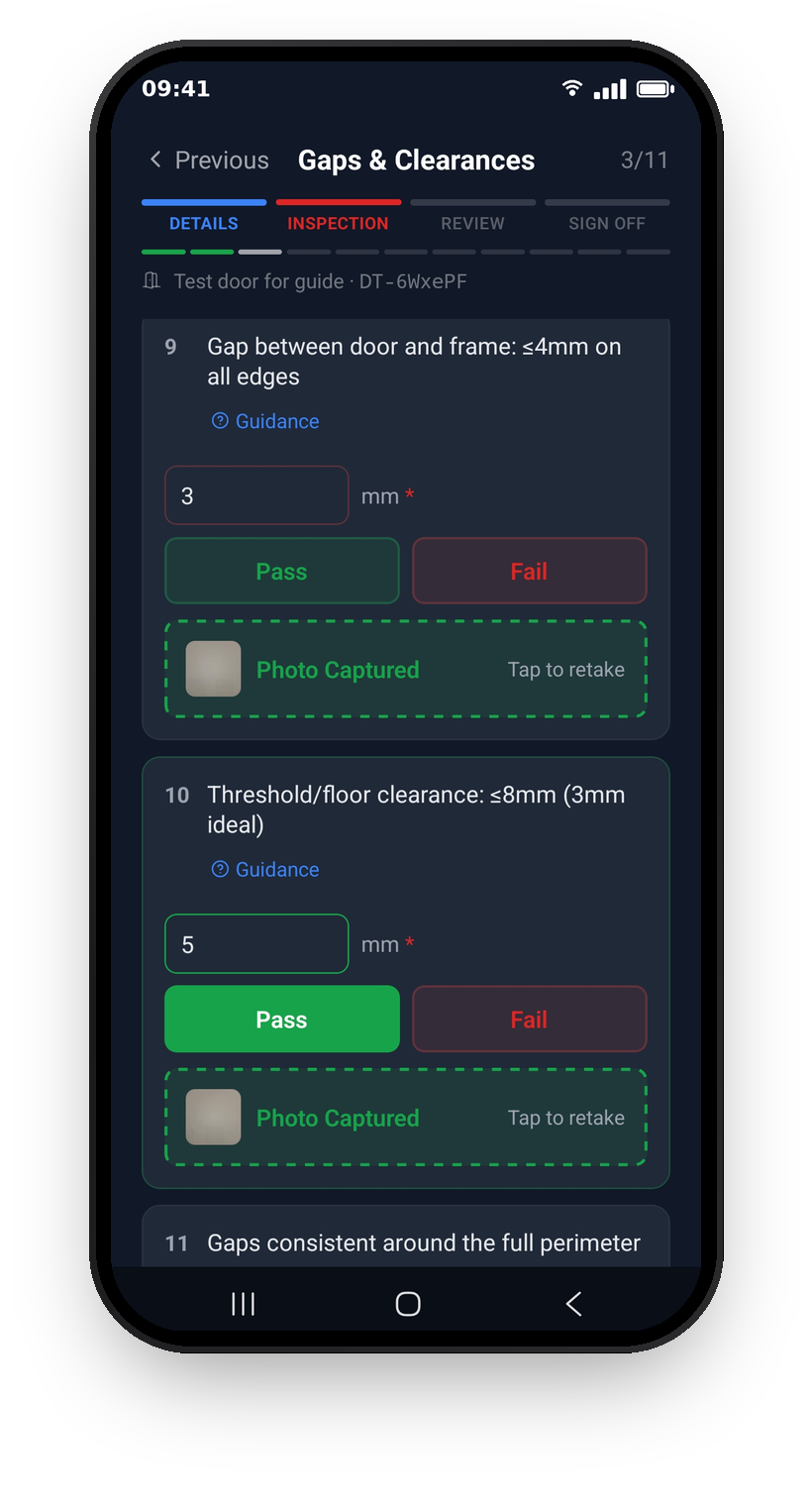 The measurement items in Gaps & Clearances