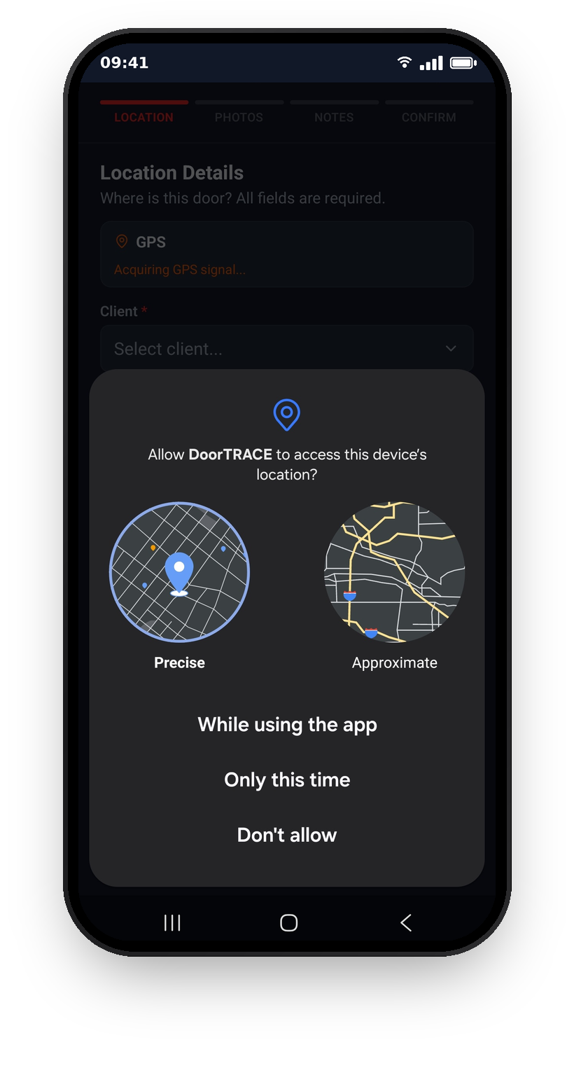 The location access prompt