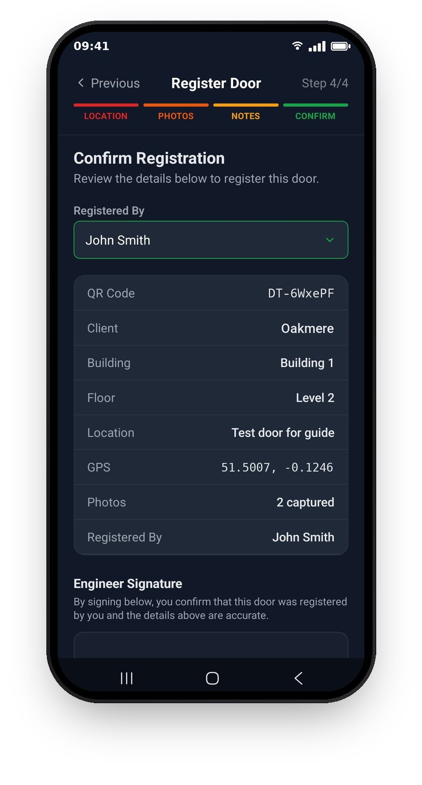 The Confirm Registration step