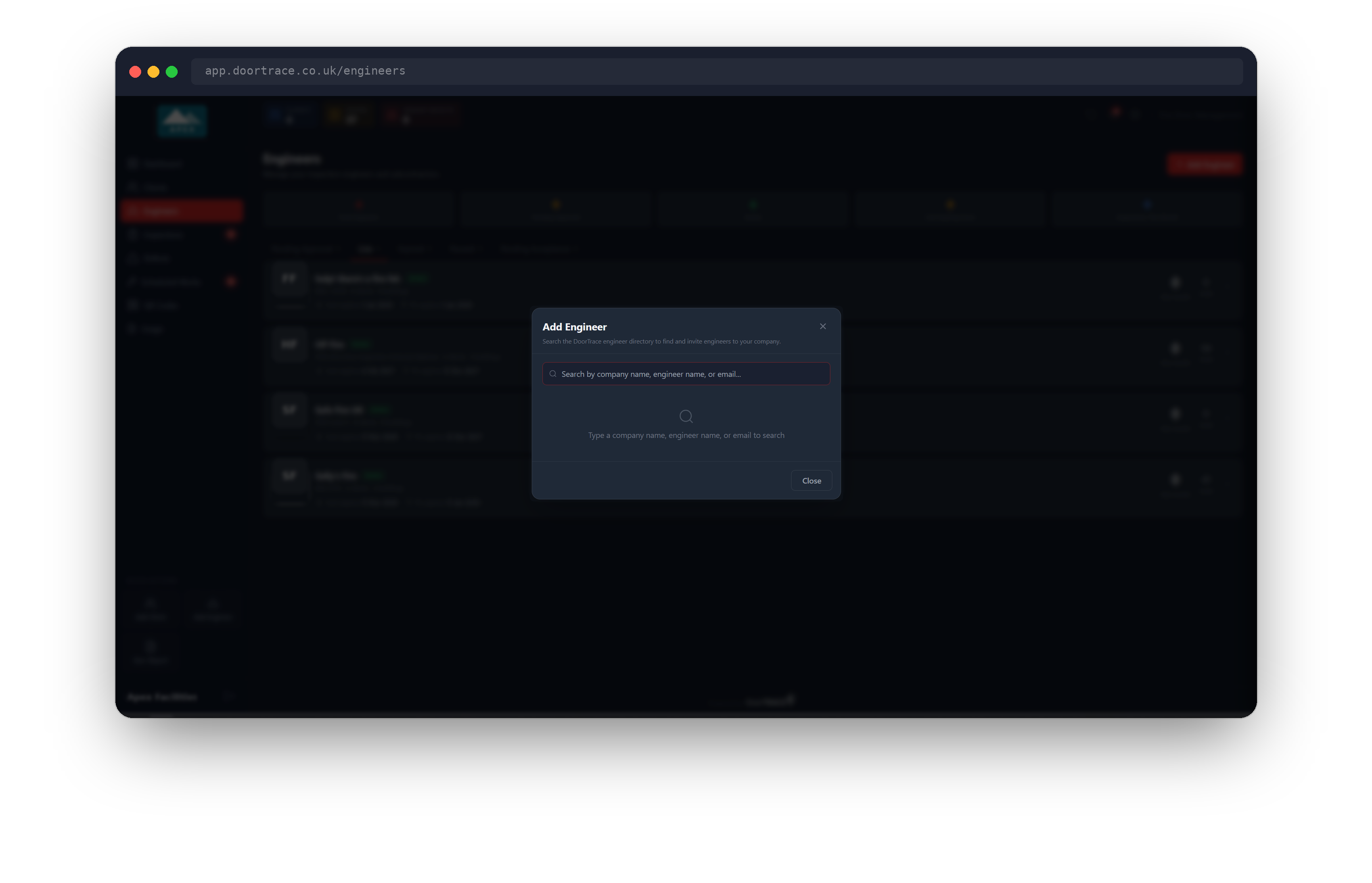 The Add Engineer window