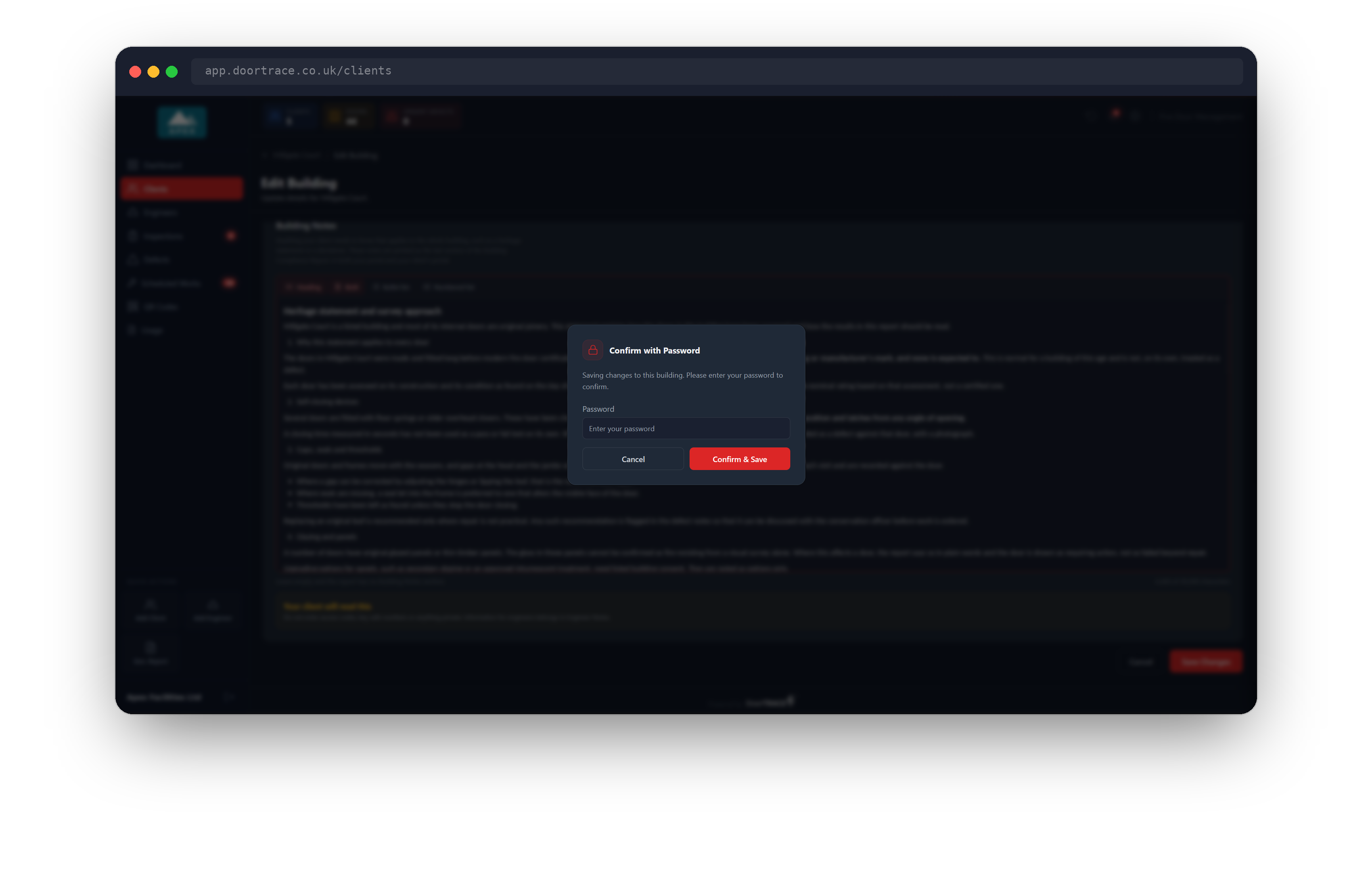 The Confirm with Password window