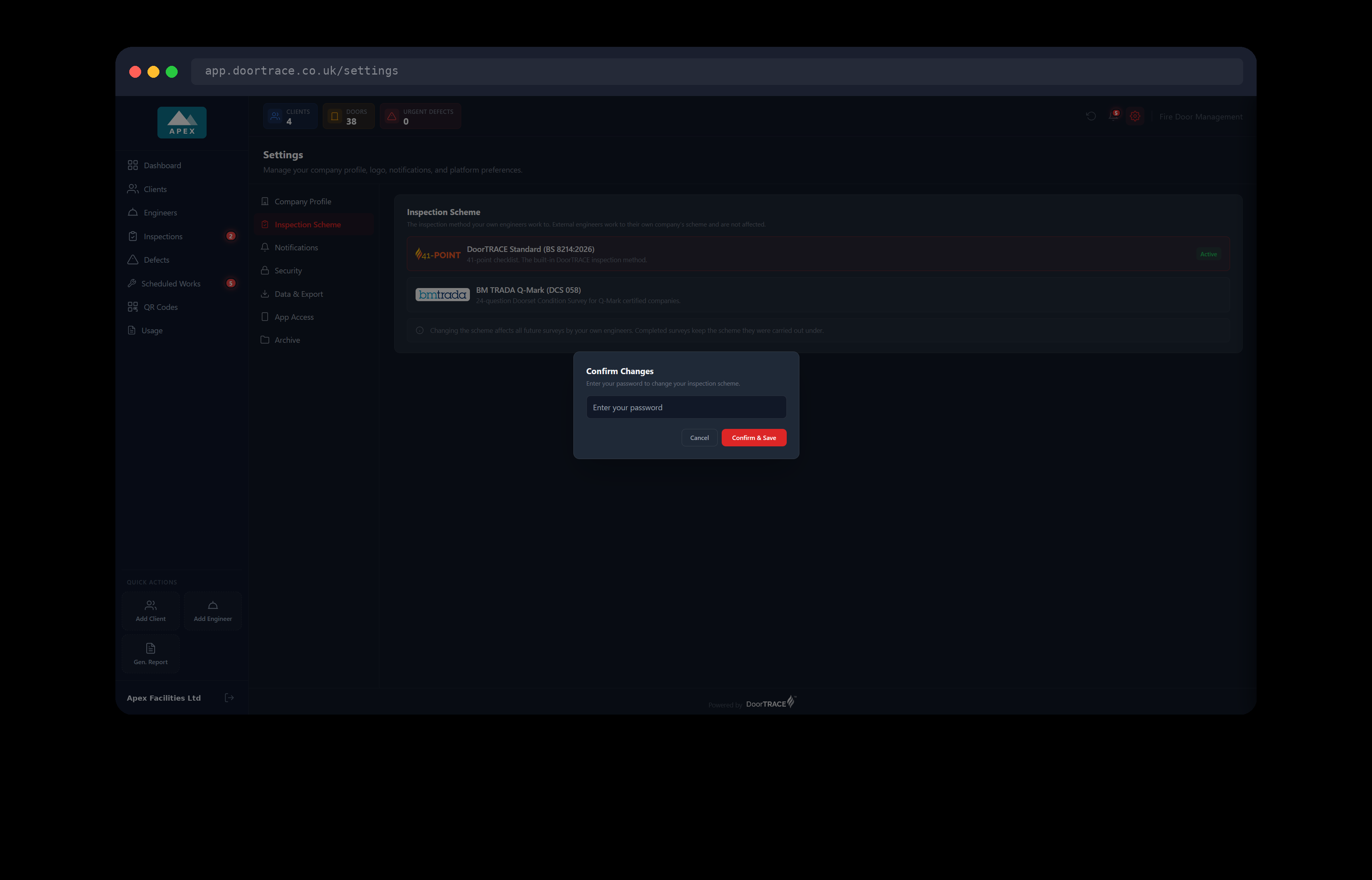 The Confirm Changes window asking for your portal password