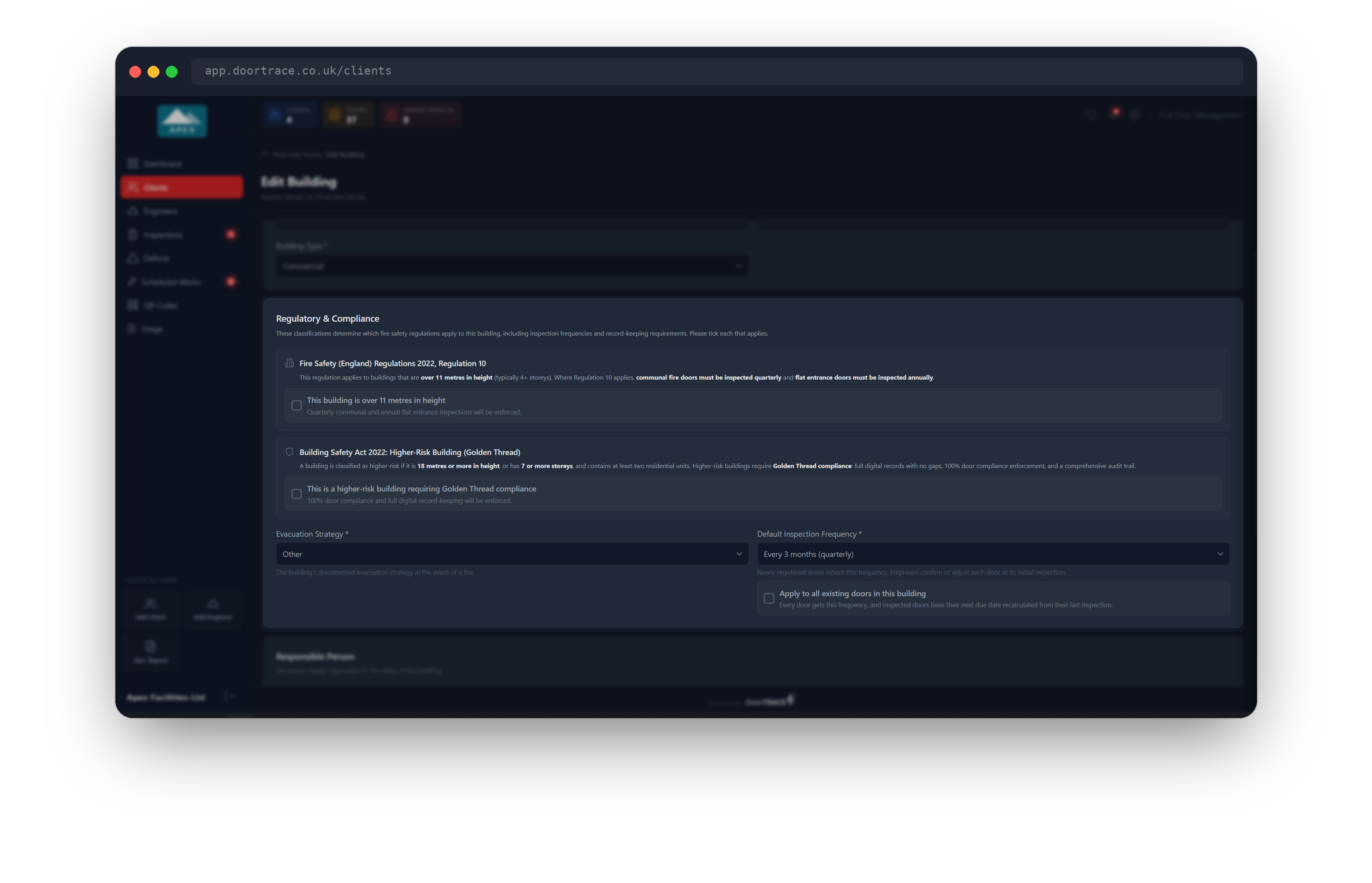 Edit Building page