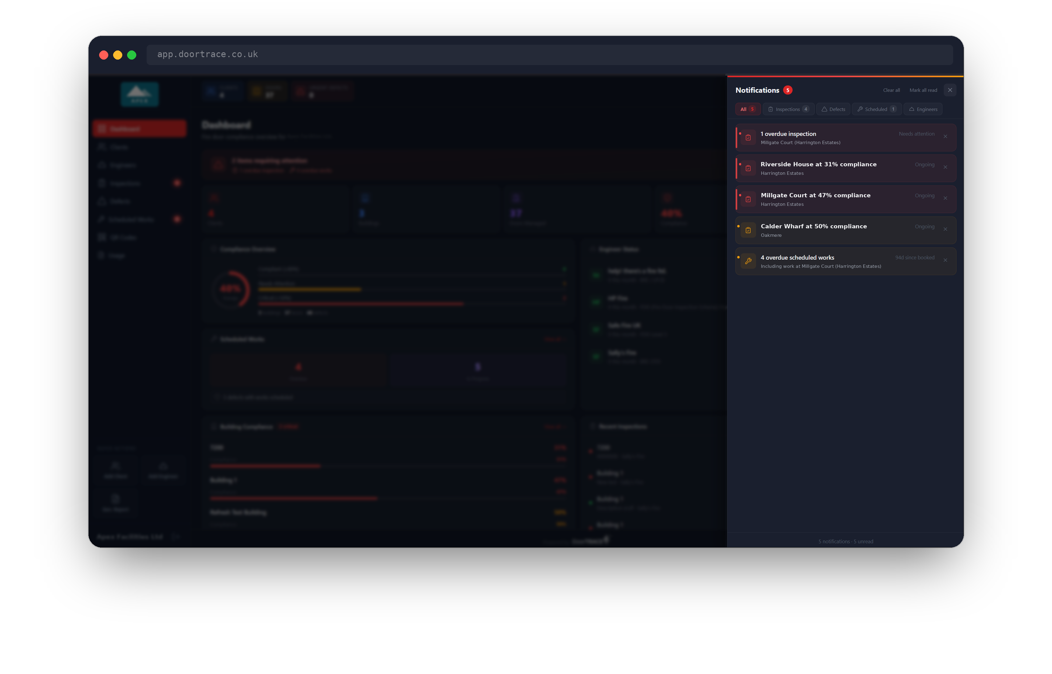 The notification panel open on the All tab