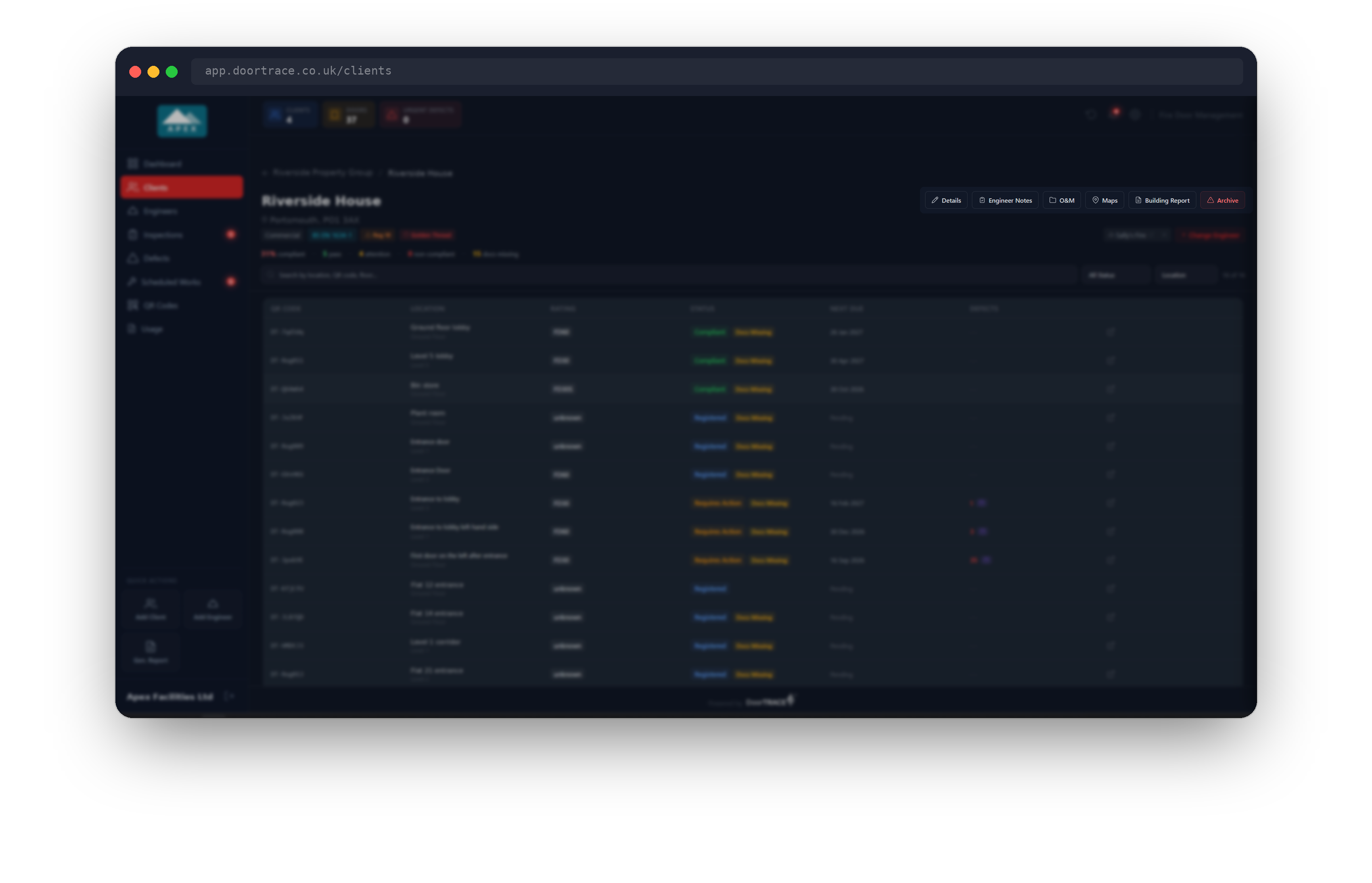 The building page with the O&M button