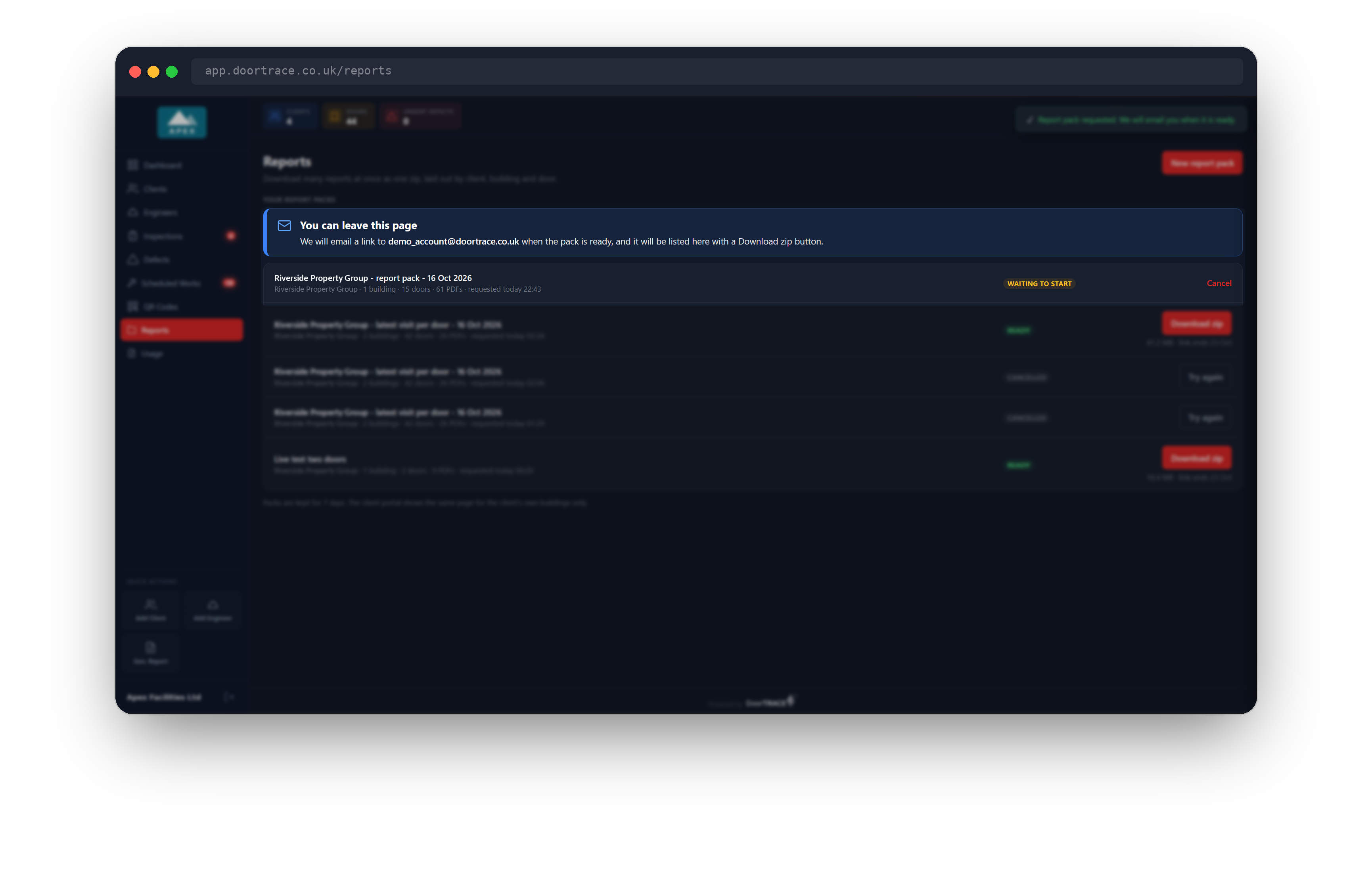 Your report packs just after Build, with the You can leave this page box