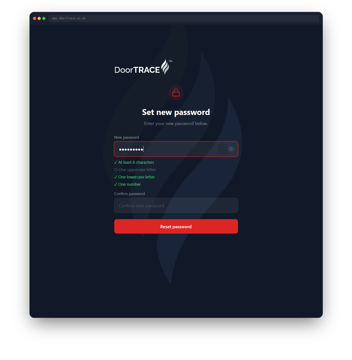 Setting a new password